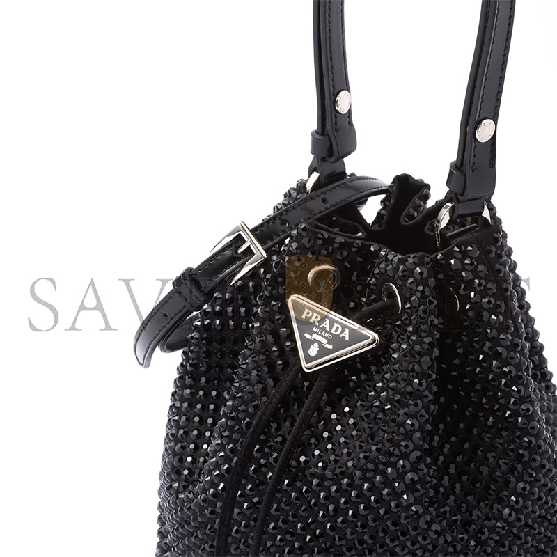 Pra*a satin mini-bag with crystals 1be067 (19.5*15.5*10cm)
